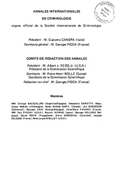 Annales internationales de criminologie - 1985